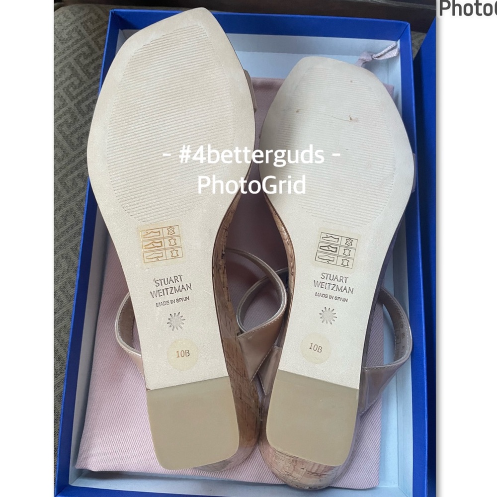 NEW Stuart Weitzman Aleena 50 Two Band Wedge Patent Leather Cork Sandal 10B 40.5 - Picture 4 of 16